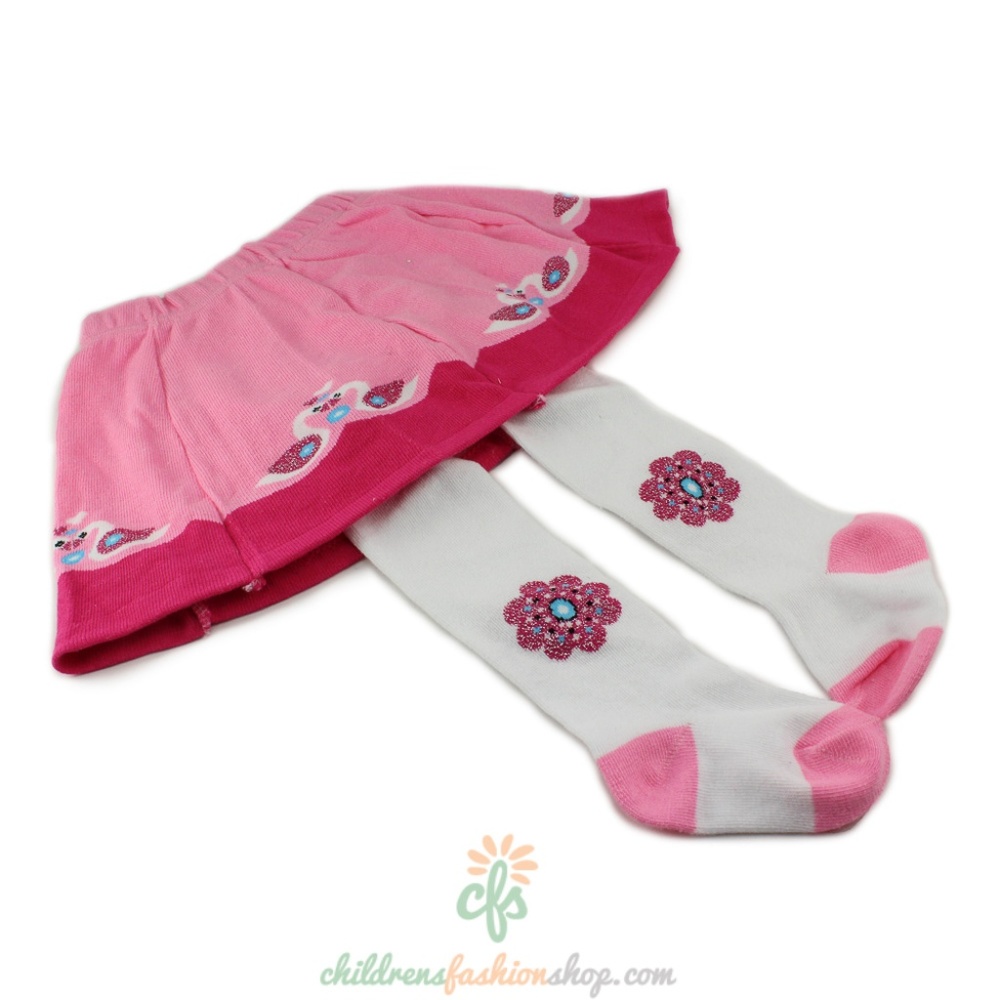 Girls Cotton Tights with Skirt (Rasp B)